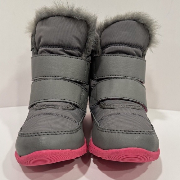 SOREL Whitney II Strap Waterproof Boots Size 12 Gray Pink Winter Faux Fur Lining - Picture 2 of 12
